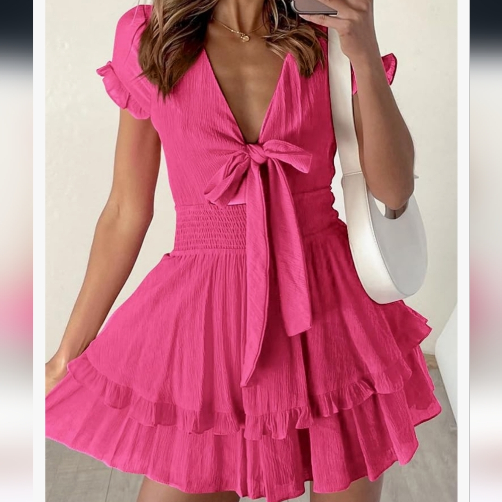 Pretty garden pink short dress